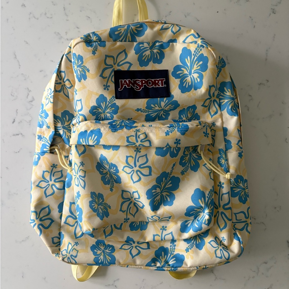Jansport Yellow & Blue Floral Backpack - Classic size